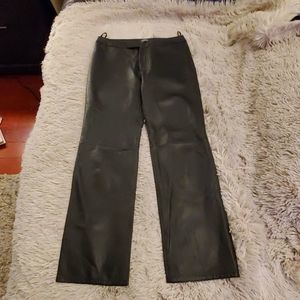 Rem Garson Black Faux Leather Wide-Leg Pants
